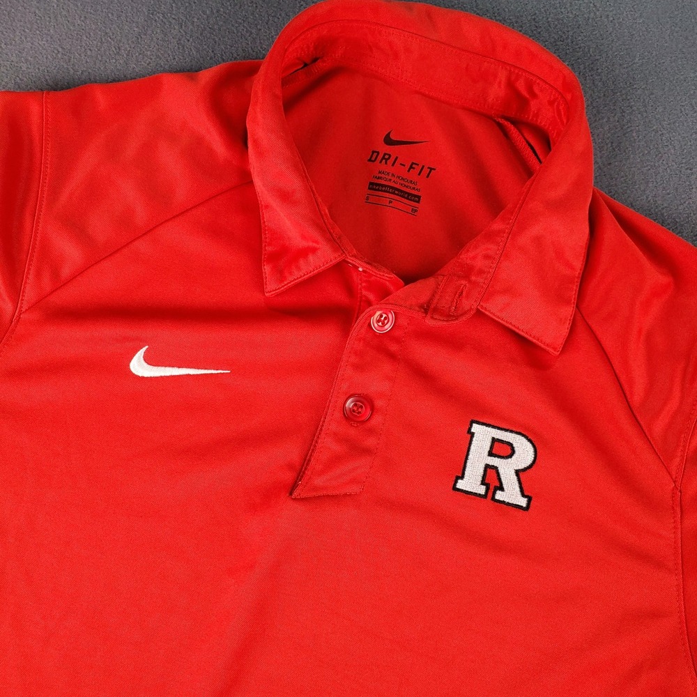 Nike DRI-FIT Rutgers Scarlet Knights Polo Shirt Mens Small Elite NCAA Red